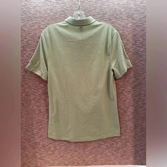 Lululemon Men’s Evolution Short Sleeve Polo Shirt Size Small Stripe Green White - Picture 5 of 7